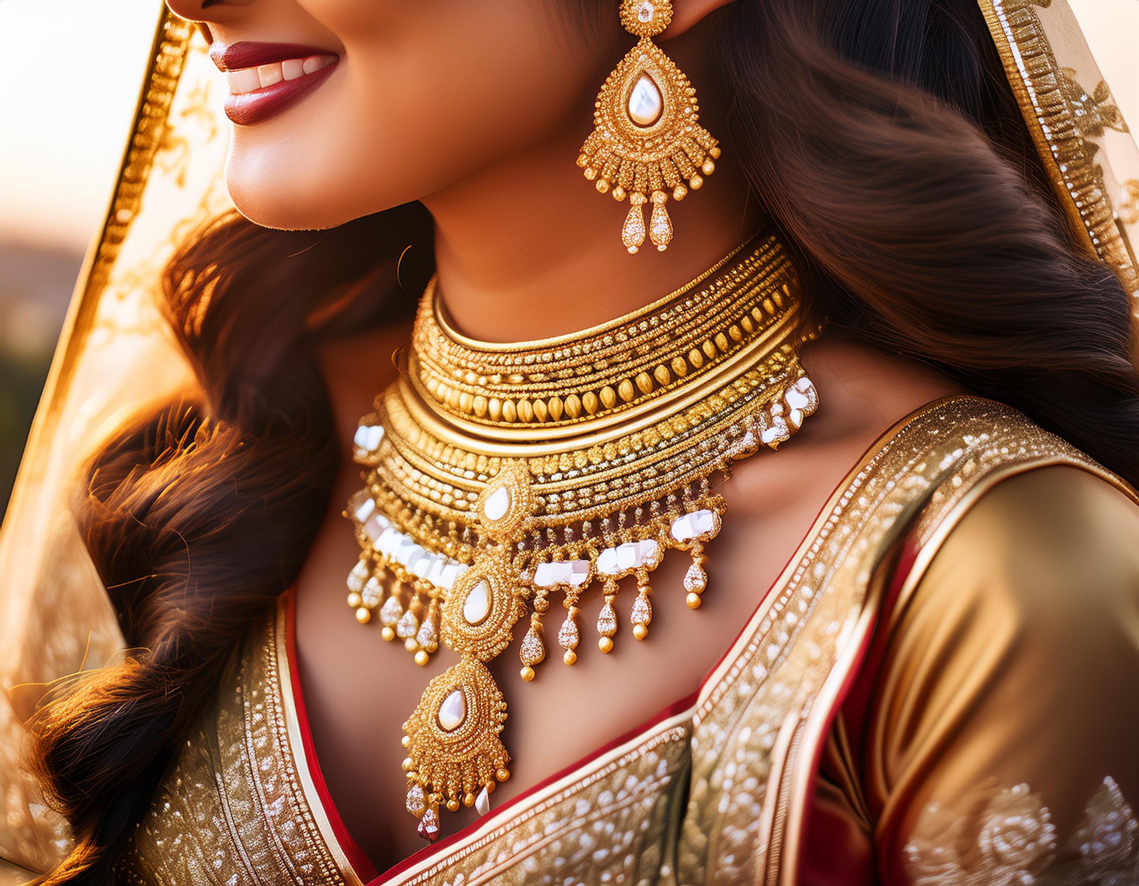 Create an image showcasing an exquisite bridal jewelry set, including a necklace, earrings, and bang (2)