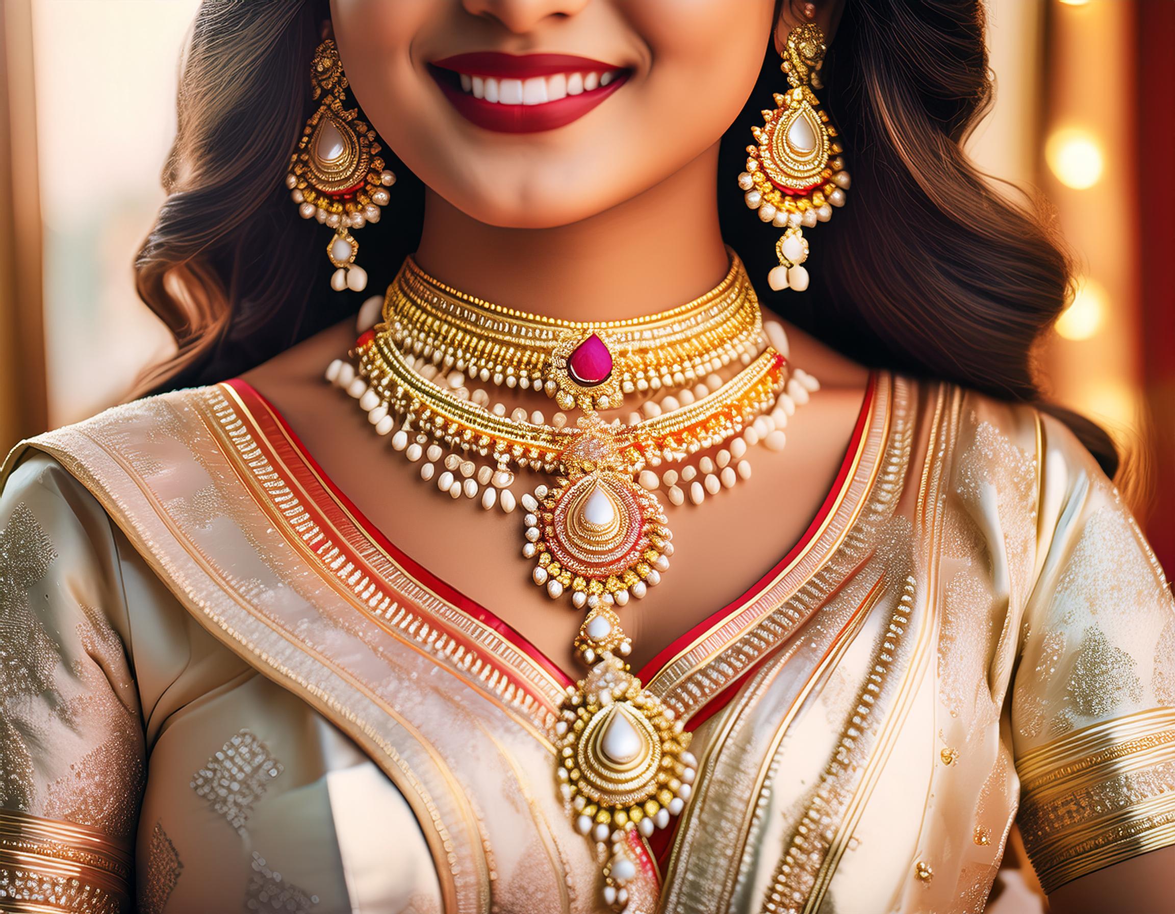 Create an image showcasing an exquisite bridal jewelry set, including a necklace, earrings, and bang (3)