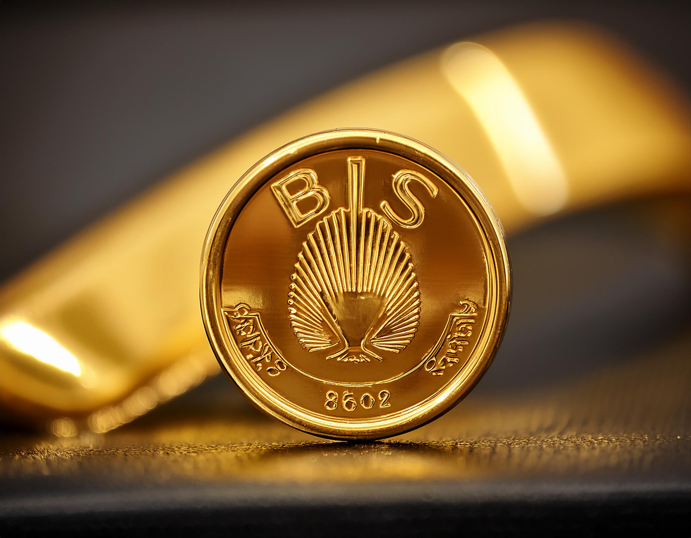 Create an image showcasing the BIS hallmark symbol prominently, representing purity and quality assu (2)