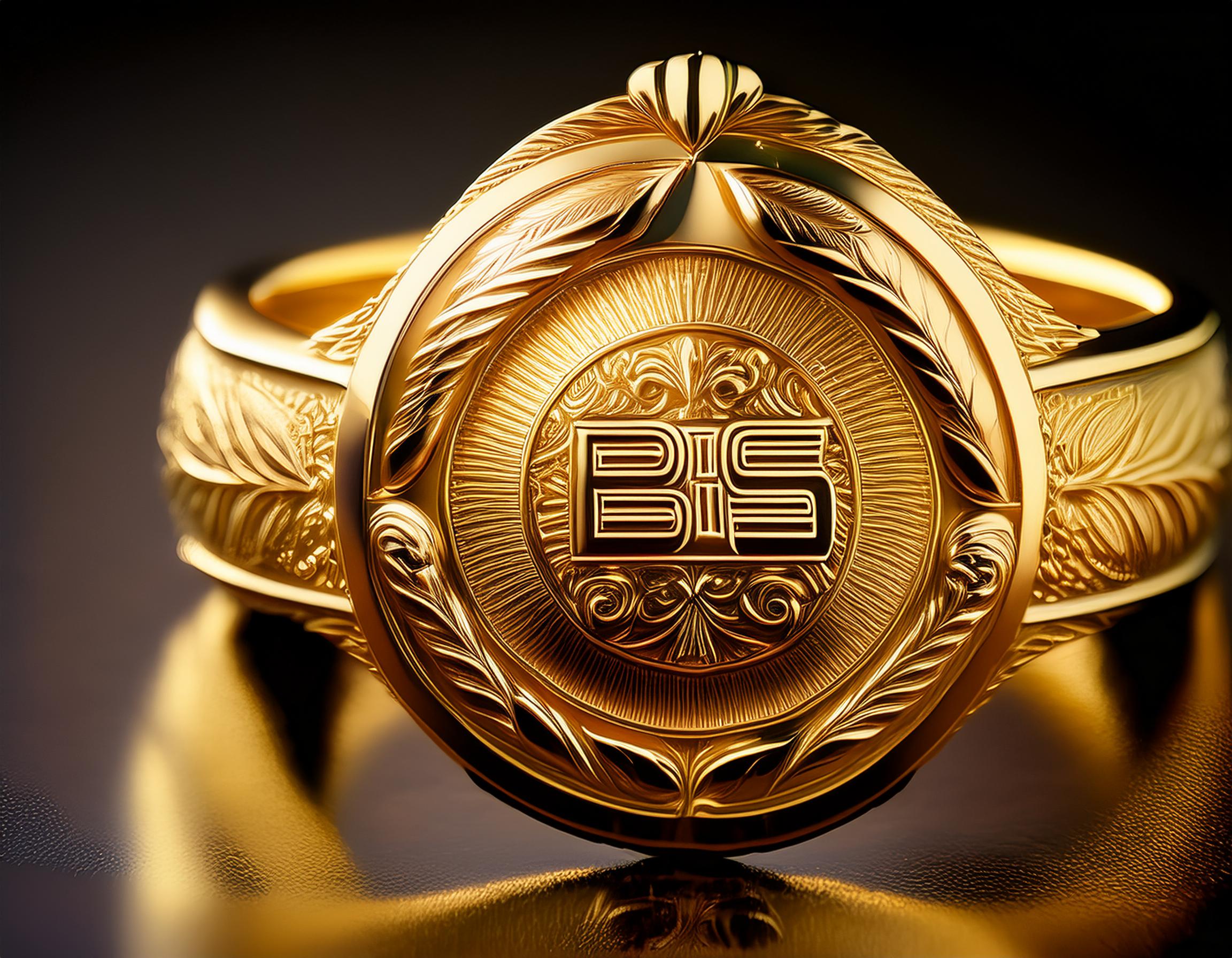 Create an image showcasing the BIS hallmark symbol prominently, representing purity and quality assu