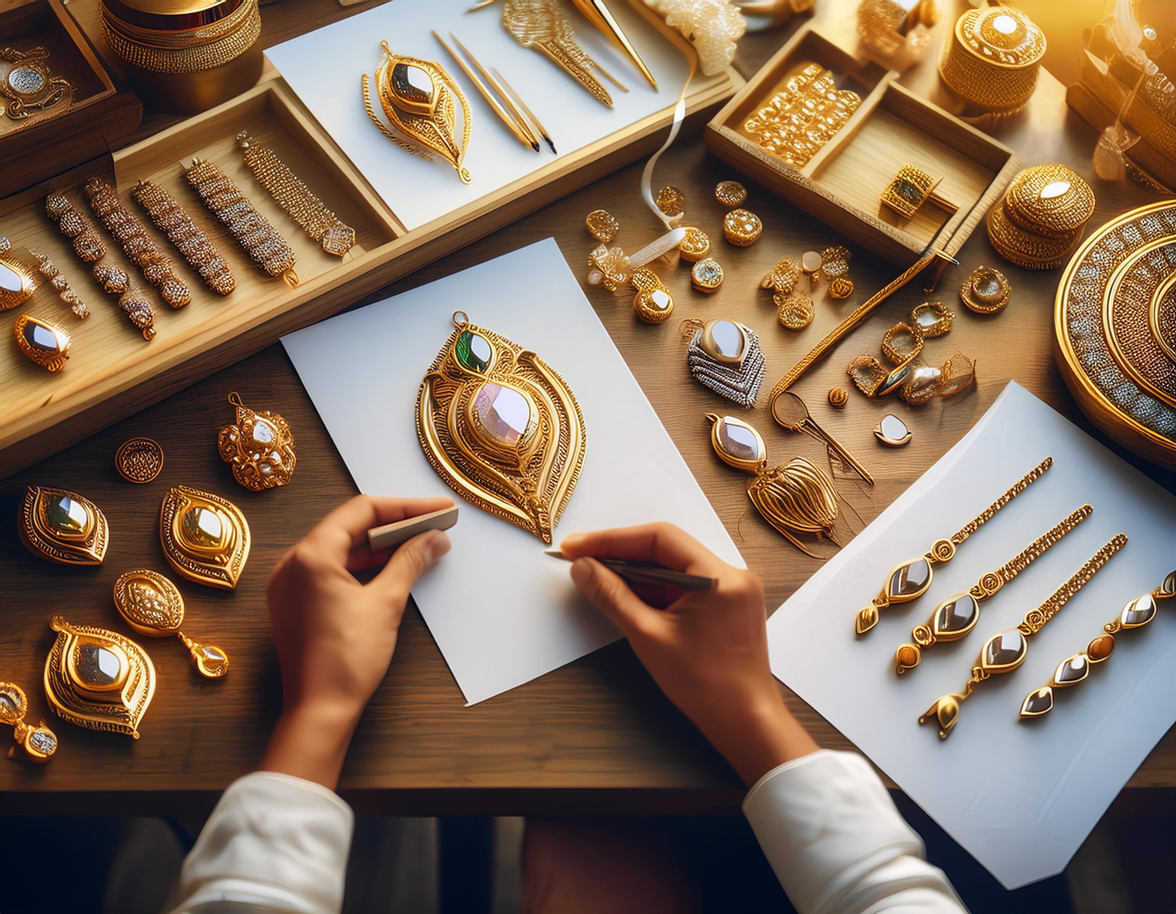 Generate an image depicting the customization process for gold jewelry (1)