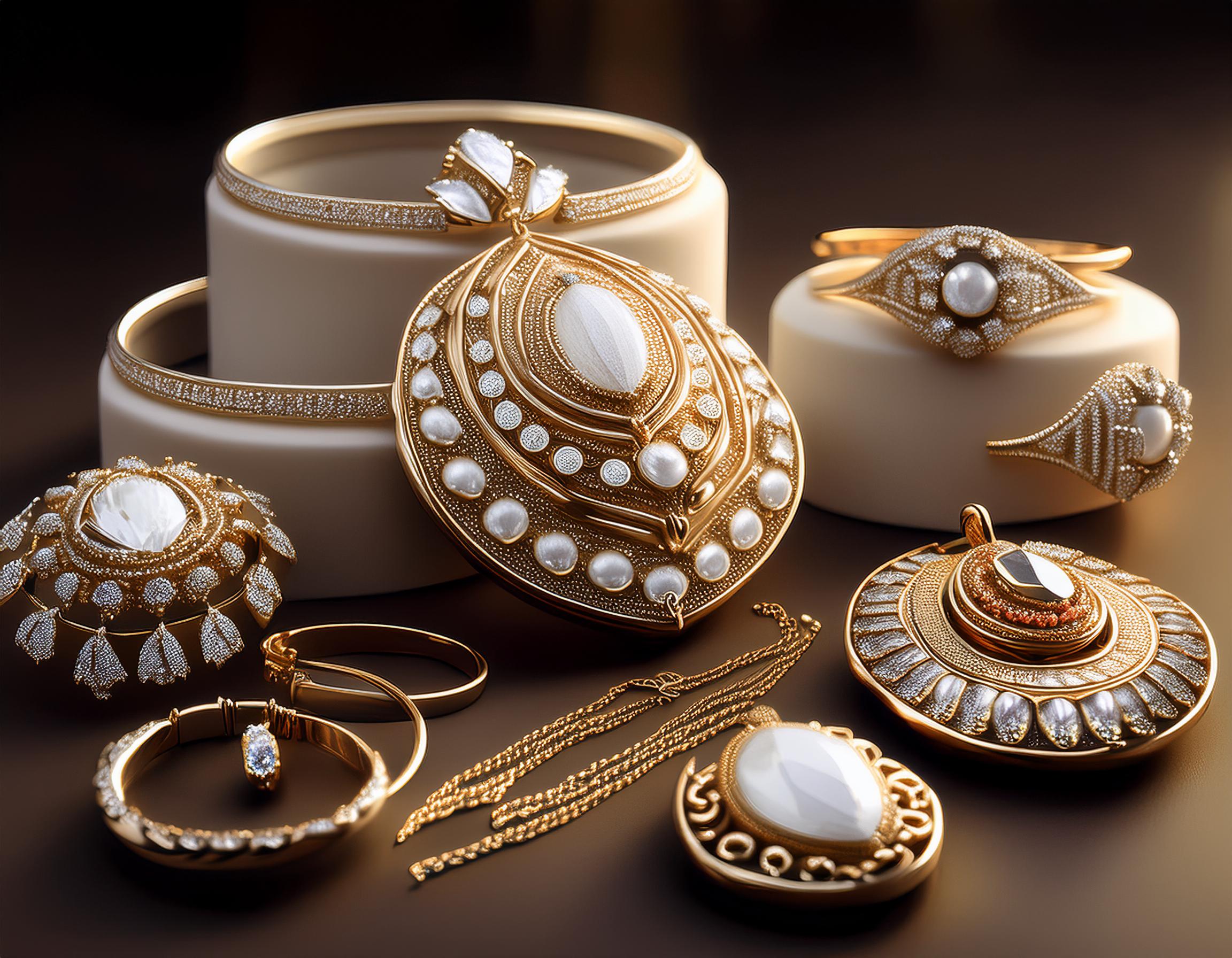 Generate an image featuring some of the most exquisite pieces crafted by Meghna Jewellers (1)