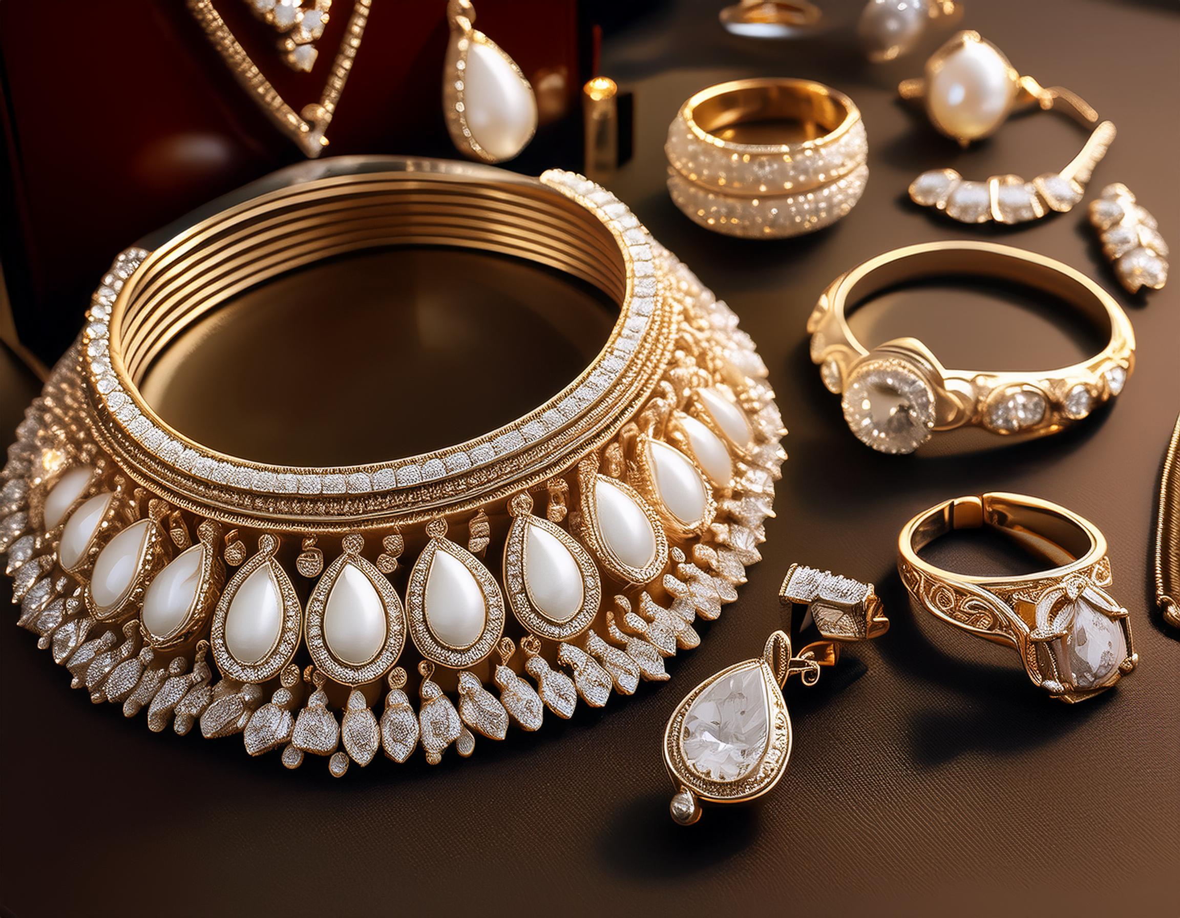 Generate an image featuring some of the most exquisite pieces crafted by Meghna Jewellers (3)